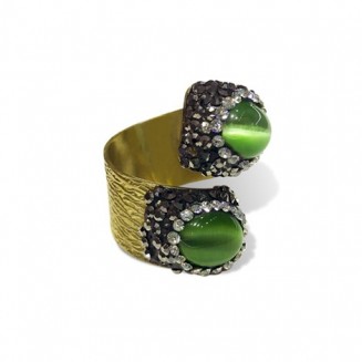 ANILLO DOBLE PIEDRA VERDE